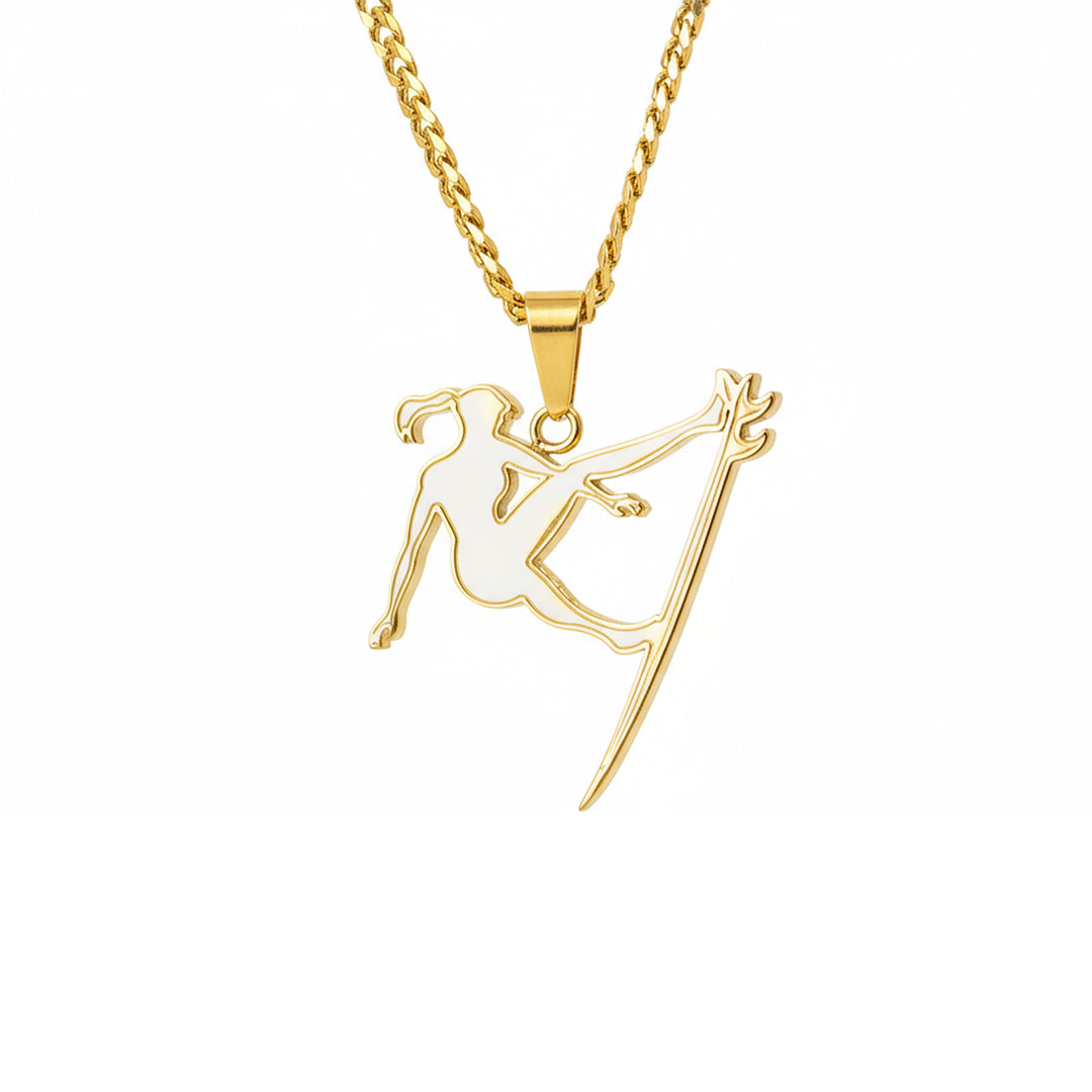 Women's Surf Pendant with 18" to 20" Adjustable Cuban Link Chain
