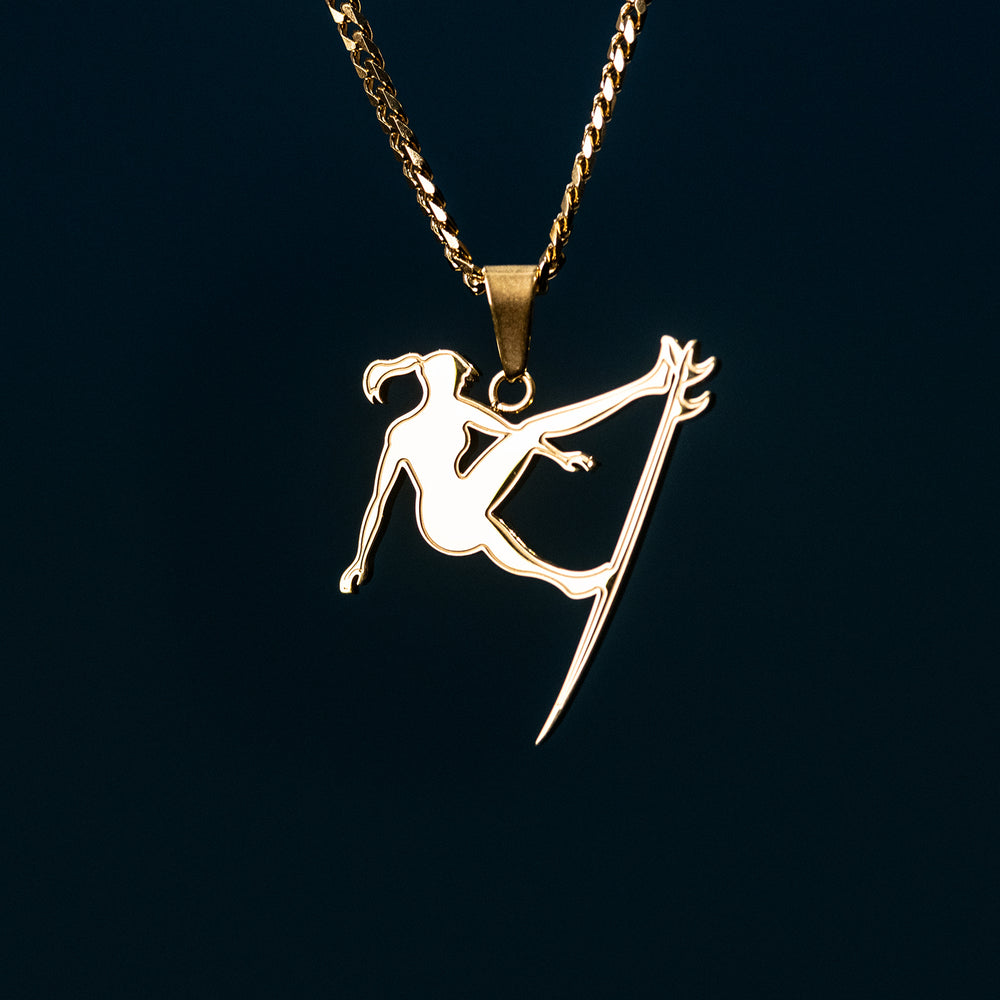 Women's Surf Pendant with 18" to 20" Adjustable Cuban Link Chain