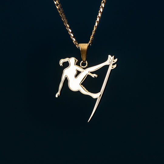Women's Surf Pendant with 18" to 20" Adjustable Cuban Link Chain