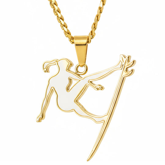 Women's Surf Pendant with 18" to 20" Adjustable Cuban Link Chain