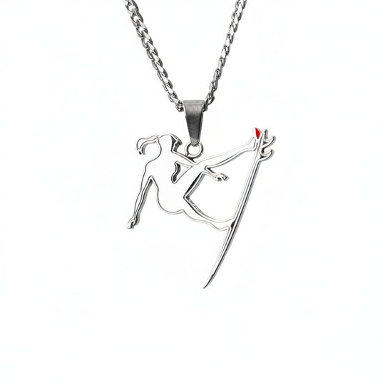 Women's Surf Pendant with 18" to 20" Adjustable Cuban Link Chain