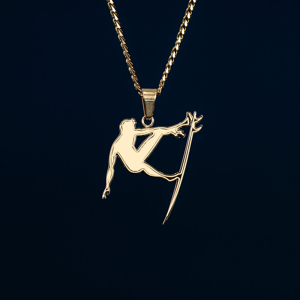 Men's 14K Gold Plated Surf Pendant with 24" Cuban Link Necklace